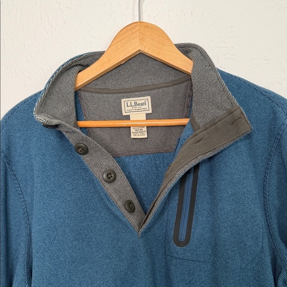 L.L.Bean Men’s Blue Quarter Button Pullover Fleece Sweater – Size medium regular - Picture 7 of 10